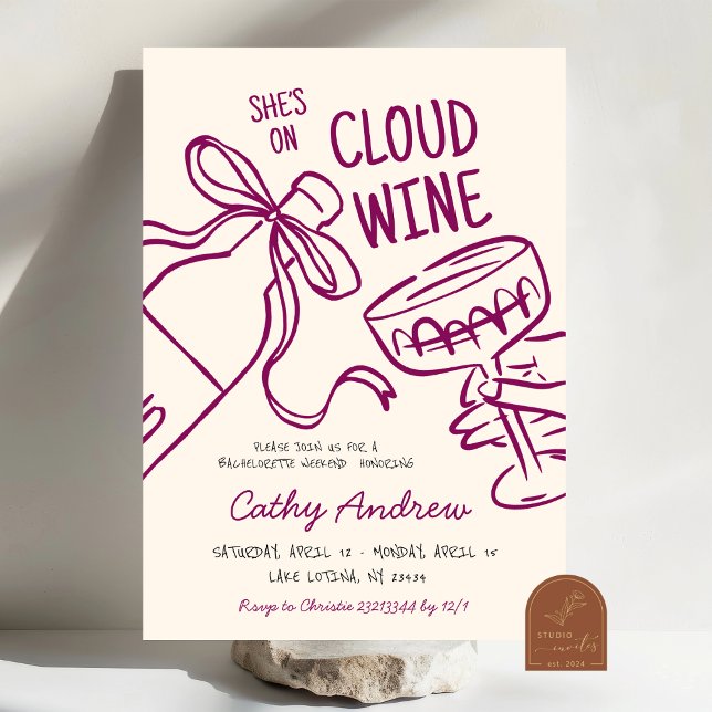 Möhippa Weekend Itinerary för Cloud Wine Inbjudningar (Skapare uppladdad)