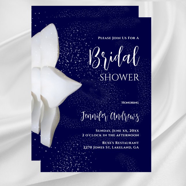 Möhippa White Magnolia Elegant Navy Inbjudningar (Bridal Shower White Magnolia Elegant Navy Invitation)