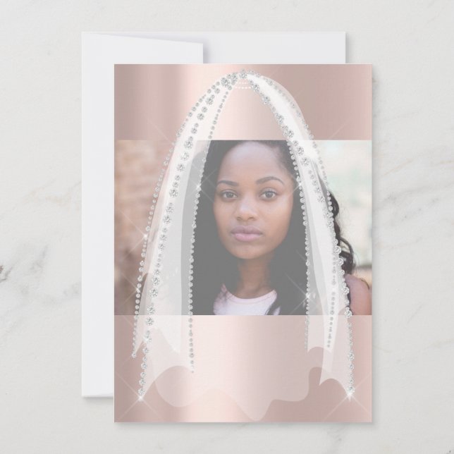 Möhippa White Spark Ro Veil Photo Inbjudningar (Baksida)