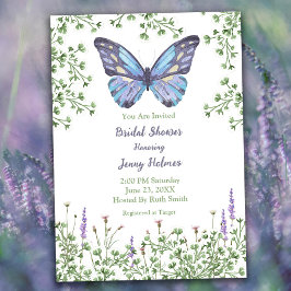 Möhippa WildblommBlue Butterfly Greenery Inbjudningar