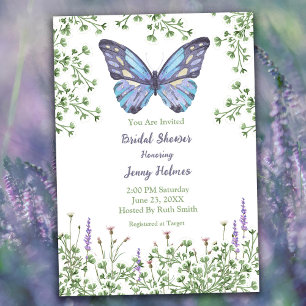 Möhippa WildblommBlue Butterfly Greenery Inbjudningar