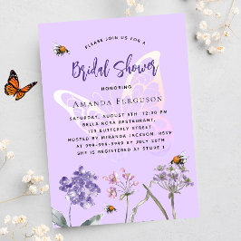 Möhippa Wildblommor violet butterfly Inbjudan Vykort