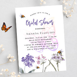 Möhippa wildblommor violett rosa butterfly inbjudan vykort