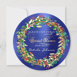 Möhippa Woodland Cobalt Blommigt Grönt Guld Inbjudningar