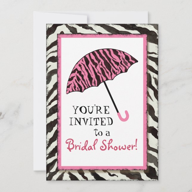 Möhippainbjudansebra, Leopard'n-paraply Inbjudningar (Framsida)