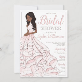 Möhippan African American Glitter Glam Bride Inbjudningar