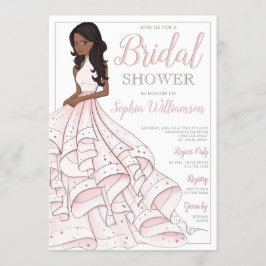Möhippan African American Glitter Glam Bride Inbjudningar