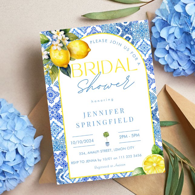 Möhippan Amalfi italiensk La Dolce Vita Inbjudningar (Amalfi Italian La Dolce Vita Bridal Shower Invitation)
