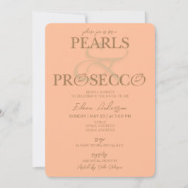Möhippan Ampersand Peach Fuzz Pearls Prosecco Inbjudningar