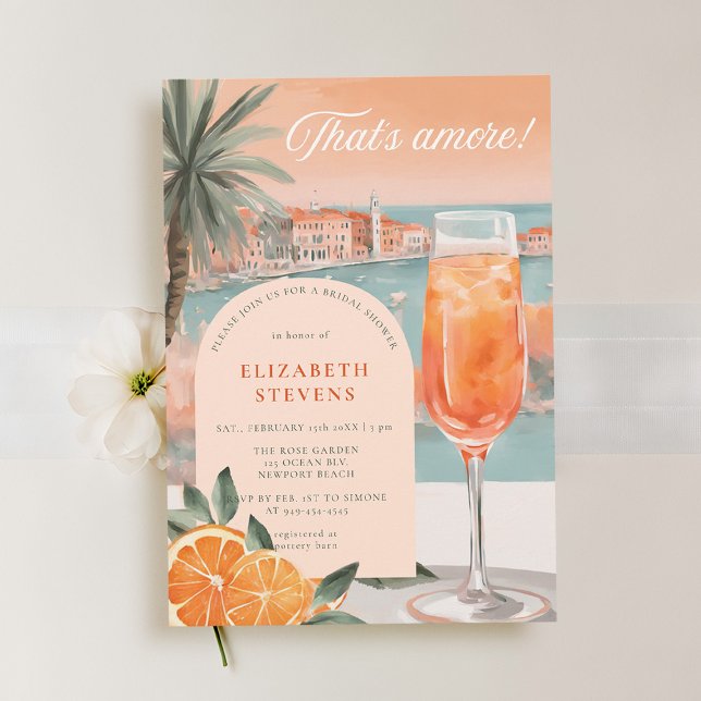 Möhippan Aperol Spritz Venice Summer Chic Inbjudningar (aperol spritz bridal shower invitation citrus cocktail summer brunch garden pool party venice amore)