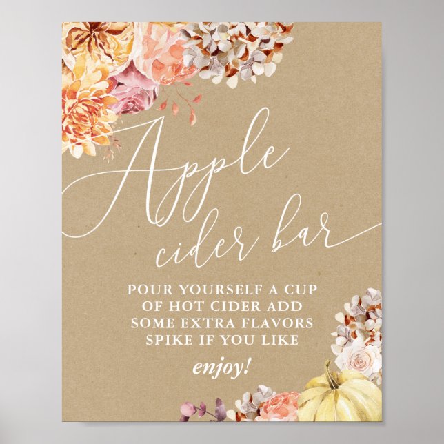 Möhippan Apple Cider-signatur för Fall Blommigt Poster (Framsidan)