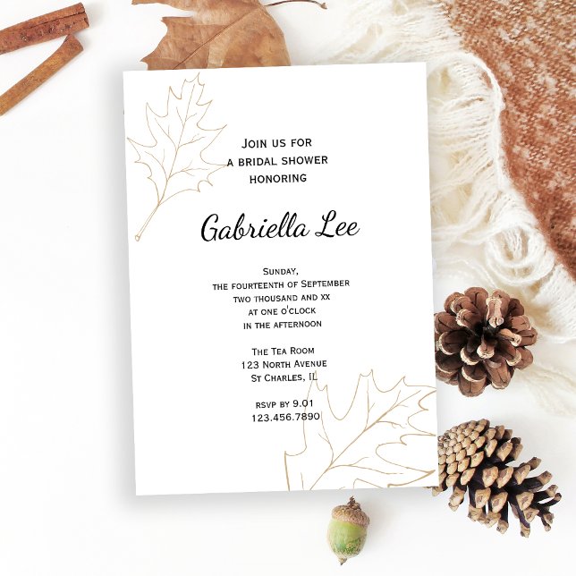 Möhippan Autumn Oak Löv Inbjudningar (Set the tone for your Fall celebration with the Autumn Oak Leaves Bridal Shower Invitation.)