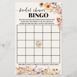 Möhippan Autumn Wildblommor Bingo Game Card Flygblad
