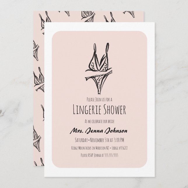 Möhippan "Bachelorette Party Lingerie"  Inbjudningar (Fram/baksida)