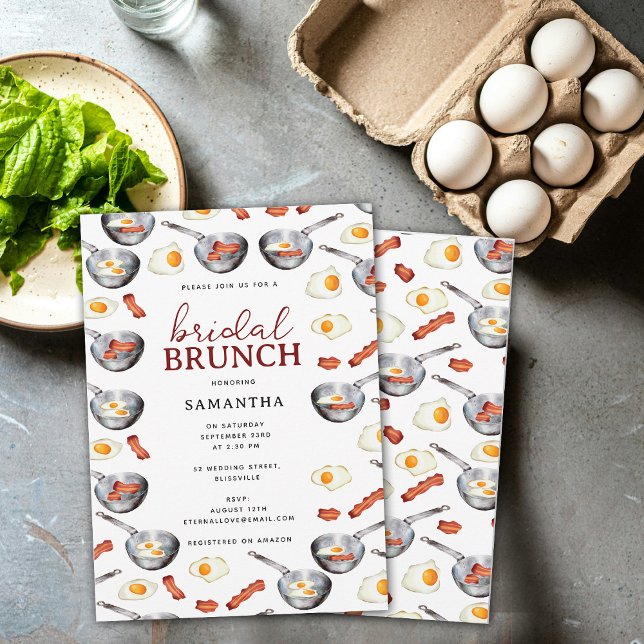 Möhippan Bacon & Eggs Breakfast Brunch Inbjudningar (Bacon & Eggs Breakfast Brunch Bridal Shower Invitation)