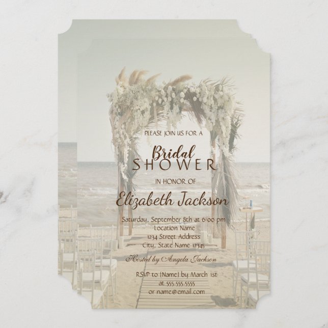 Möhippan Beach Wedding Arch Inbjudningar (Fram/baksida)