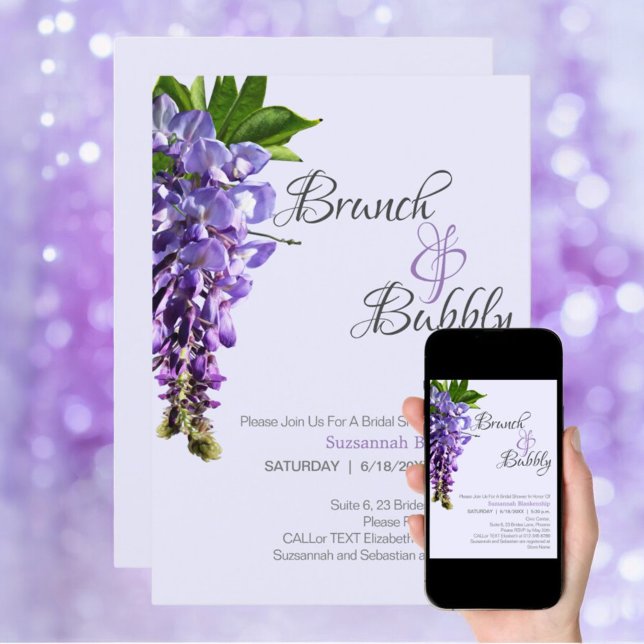 Möhippan BeSnya Wisteria Brunch Bubly Inbjudningar (invitation front also available as a download)