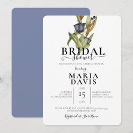 Möhippan Bevackert Blue Bouquet Illustration Inbjudningar