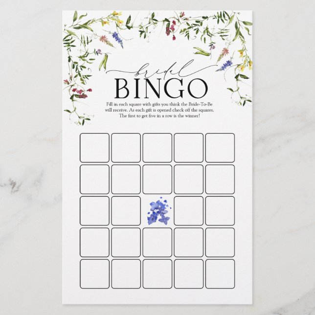 Möhippan Bingo Game för sommarblommor (Framsida)