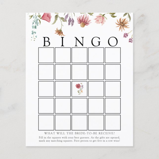 Möhippan Bingo-spelkort för Wildblomsterbloom (Framsida)