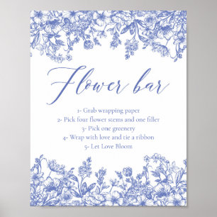 Möhippan Blå Blommigt - vintage - undre Pub-tecken Poster