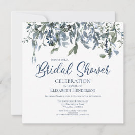 Möhippan Blå vattenfärg, Blommigt Vines Inbjudningar