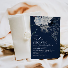 Möhippan Blå vinter-blomma vattenfärg Inbjudningar