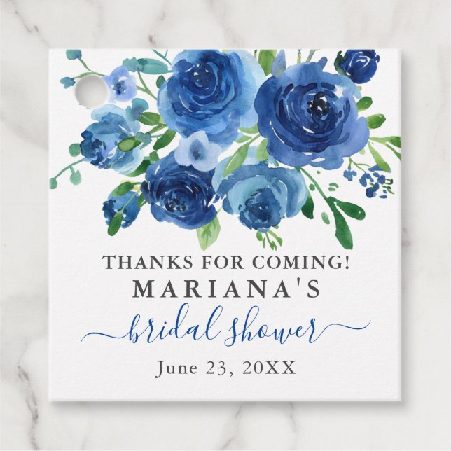 Möhippan Blåa blommor Gåvor Etiketter (Framsida)