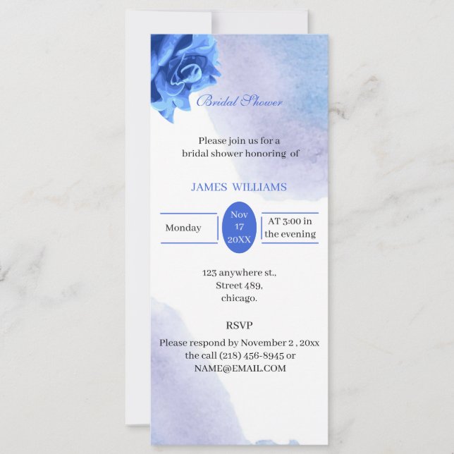 Möhippan Blåblomma i elegant Inbjudningar (Framsida)