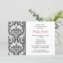 Möhippan Black and White Modern Damask Inbjudningar