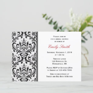 Möhippan Black and White Modern Damask Inbjudningar