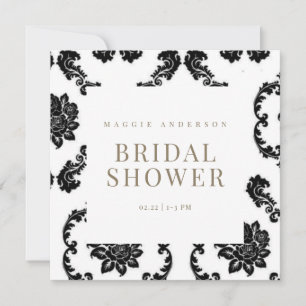 Möhippan Black Damask Square Inbjudningar