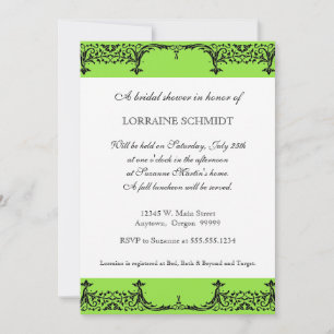 Möhippan Black n White Fleur de Lis Damask Inbjudningar