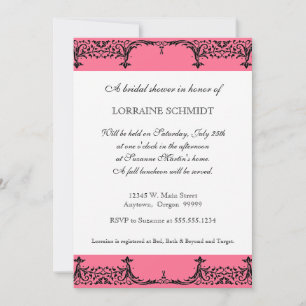 Möhippan Black n White Fleur de Lis Damask Inbjudningar