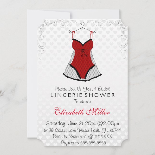 Möhippan Black & Red Corset Lingerie Inbjudningar (Framsida)