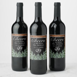 Möhippan Black Snowy Wood & Forest Cheers Vinflaska Etikett
