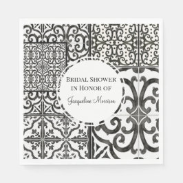 Möhippan Black White Tile Mönster Rustic Farm Pappersservett