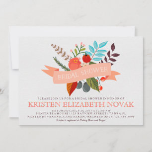 Möhippan blommigt Bouquet och Banner Inbjudningar