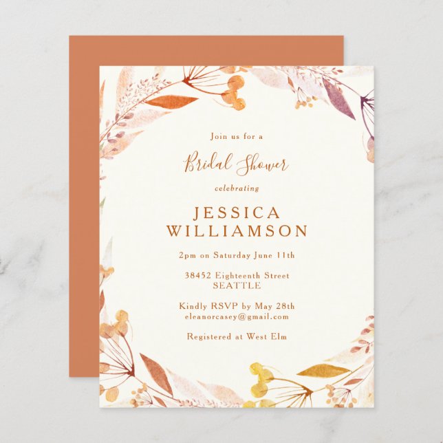 Möhippan Blommigt för vattenfärg för hösten -  (Fram/baksida)