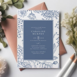 Möhippan blommigt Periwinkle Blue Elegant Inbjudningar