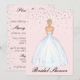 Möhippan Blonde Bride Illustration Diamond Inbjudningar