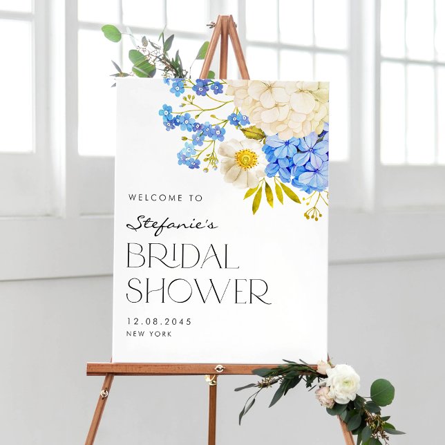 Möhippan Blue and White Hydrangeas Välkommen Poster (Skapare uppladdad)