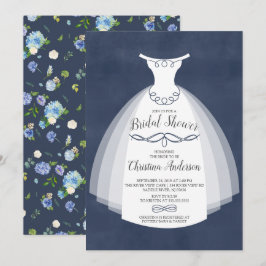 Möhippan Blue Blommigt Elegance Bride Gown  Inbjudningar