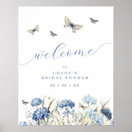 Möhippan Blue Blommigts & Butterflies Välkommen Poster