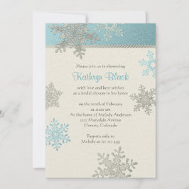 Möhippan Blue Silver Ivory Snowflake Winter Inbjudningar