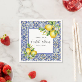 Möhippan Blue Tiles Lemons (medelhavsblåa plattor) Pappersservett