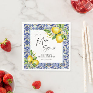 Möhippan Blue Tiles Lemons (medelhavsblåa plattor) Pappersservett