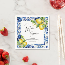 Möhippan Blue Tiles Lemons (medelhavsblåa plattor) Pappersservett