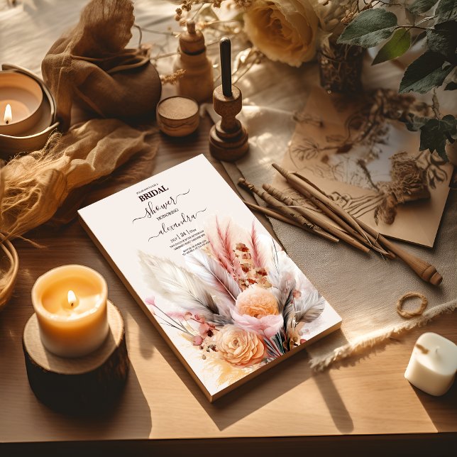 Möhippan Bohemian Watercolor Pampas Grass Inbjudningar (Skapare uppladdad)