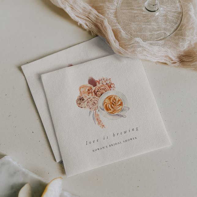 Möhippan Boho Blommigt Coffee "Kärlek is Brewing" Pappersservett (Skapare uppladdad)